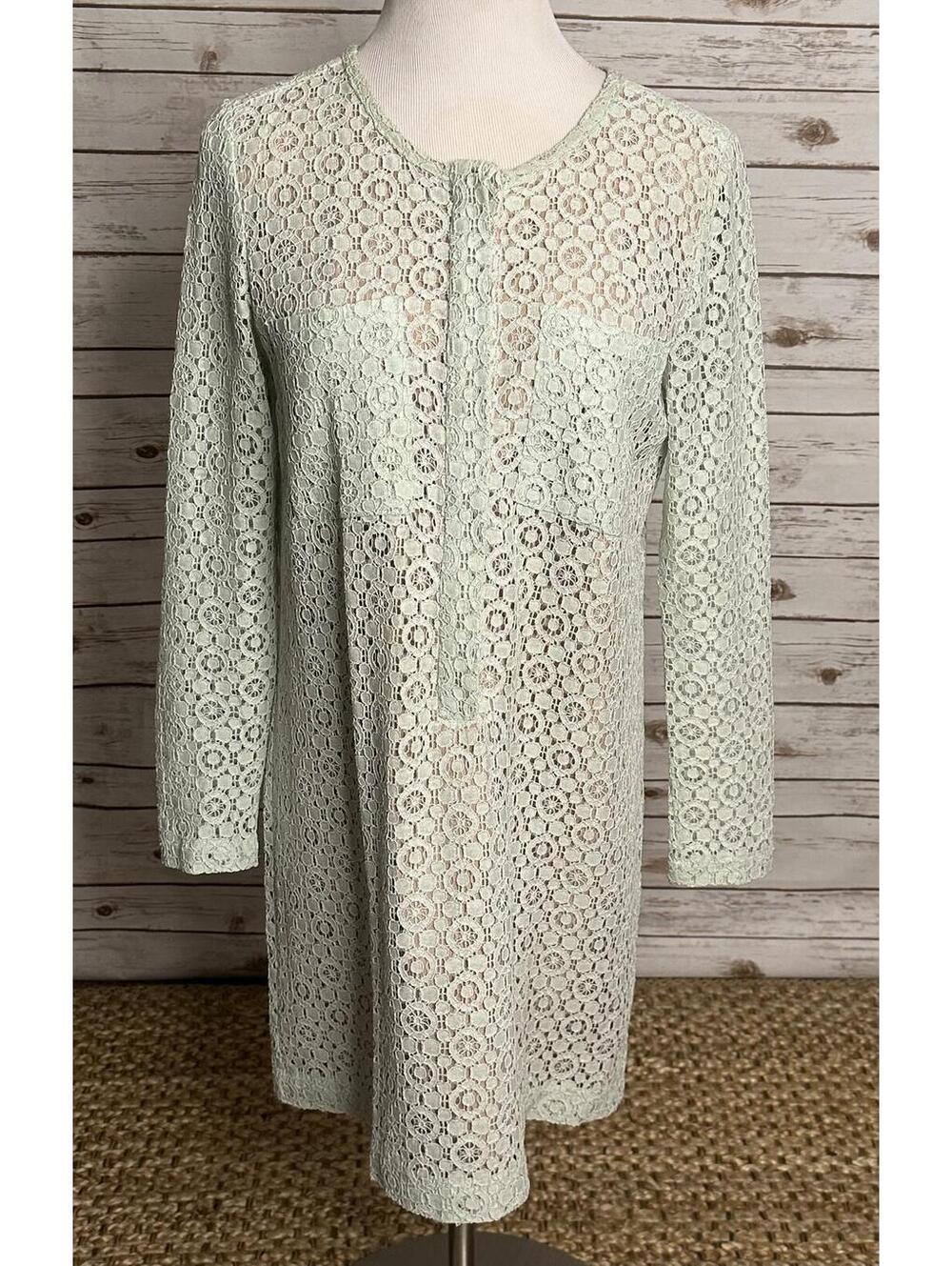 Victoria Beckham for Target mint green cotton-blend lace long sleeve dress Large